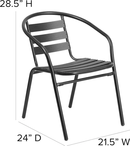 Miniatura 3 de Flash Furniture Sillas apilables de aluminio para restaurante al aire libre, modernas sillas apilables para patio, juego de 4, color negro