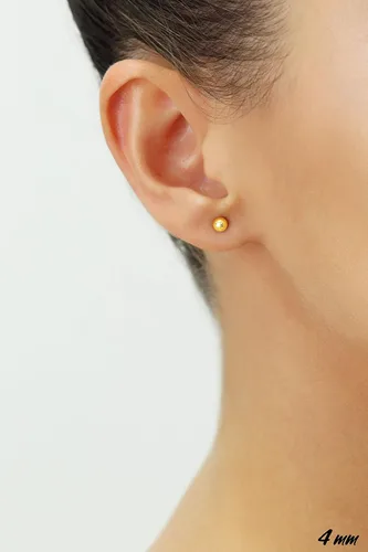 Miniatura 3 de Aretes de bola pulidos de oro amarillo de 14 quilates con mariposa