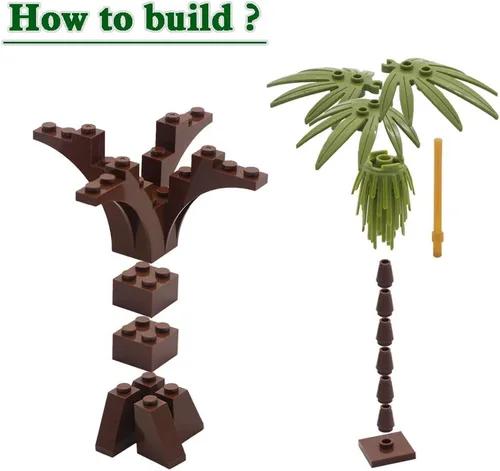 Miniatura 7 de BroTex Plantas Accesorios de Árbol Selva – Partes Botánicas Ladrillos Flor Hoja Bosque Flor Plantas Piezas Juego de Bloques de Construcción