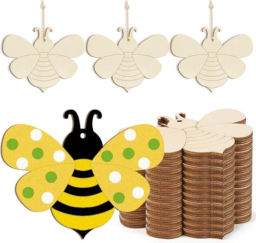 Miniatura 38 de Adornos de madera para árbol de Navidad para pintar, decoración de Navidad y Acción de Gracias, recortes sin terminar, 24 piezas de 3.5 x 3
