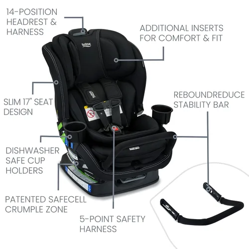 Miniatura 5 de Britax Poplar S Asiento convertible para automóvil, asiento de automóvil 2 en 1 con diseño delgado de 17 pulgadas, tecnología ClickTight, ónix Ónix