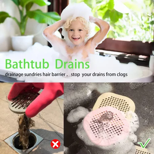 Miniatura 3 de Protector de silicona para cubrir drenaje de ducha, bañera, cocina, baño, recoge restos de cabello, paquete de 2, color negro