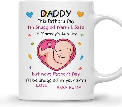 Miniatura 15 de Gossby Baby Bump - Taza de café personalizada para el primer día del padre para el futuro padre, marido de parte de la esposa, mensaje desde