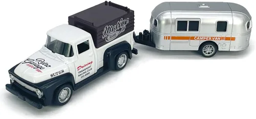 Miniatura 5 de VIIGER Camión Pickup Remolcador de Tráiler Juguete Cámper RV Autocaravana Juguetes para Niños Modelo de Auto de Metal Fundido a Presión
