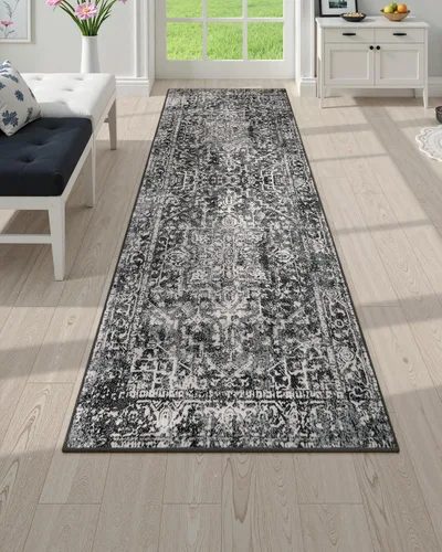Miniatura 9 de Morebes Alfombra Bohemia Azul para Baño 2x4.3 pies, Alfombra de Pasillo Lavable Antideslizante Tapete de Baño Suave, Alfombras de Piso