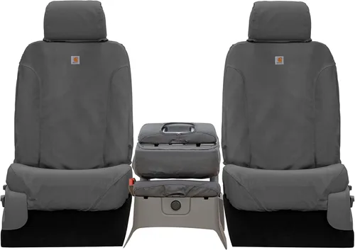 Covercraft Carhartt SeatSaver - Fundas de asiento personalizadas | Compatible con Ford F-150 2015-2018 | 1ª fila 40/20/40 asiento de banco, grava de