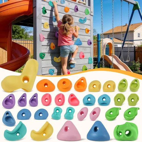 32 piezas de pared de escalada en roca para niños, soportes de escalada de pared de roca, kits de agarre de pared para escalada de adultos con 32