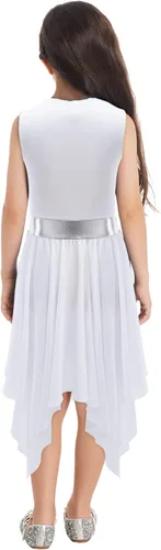 Miniatura 32 de CHICTRY Vestido de baile lírico sin mangas asimétrico para niñas, disfraz de adoración litúrgica contemporánea
