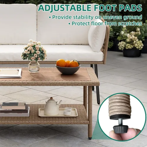 Miniatura 4 de YITAHOME Juego de muebles de patio de 2 piezas, sofá biplaza de mimbre para todo tipo de clima con cojines gruesos y mesa de ratán, juego