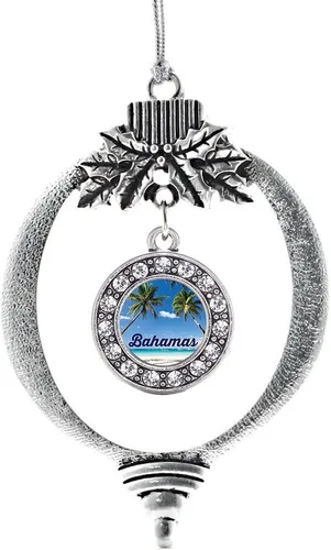 Miniatura 16 de Inspired Silver - Bonita bandera estadounidense - Adorno de Navidad plateado - Adorno de árbol de Navidad con dije circular con circonita cúbica