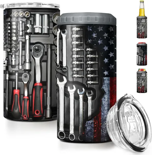 Miniatura 27 de SANDJEST Regalos para Papá Bonito de Bonus - Vaso de 12oz de la Hijastra, el Hijo - Diseño 4 en 1 Vaso de Papá Paso Aislante Enfriador de Latas