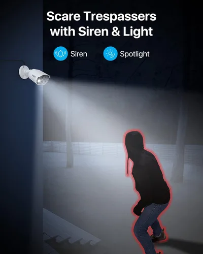 Miniatura 5 de ZOSI C303 - Sistema de cámara de seguridad para el hogar de 8 canales con audio, detección de personas y vehículos, visión nocturna, alarma de luz