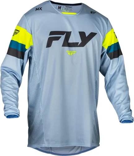 Fly Racing Camiseta Kinetic Prix para adultos 2024, color gris hielo/carbón/alta visibilidad pequeña; 377-421S