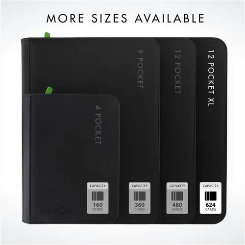 Miniatura 7 de Vault X Carpeta con Cremallera para Tarjetas Coleccionables de 12 Bolsillos XL, 624 tarjetas, Material de Álbum Exo-Tec Premium, 26 Páginas de Carga