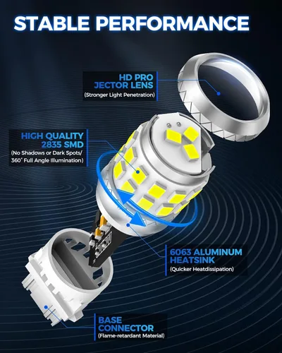 Miniatura 4 de Marsauto Focos LED de reversa mejorados 3157 3156, luz trasera de estacionamiento, DRL, luz de freno con proyector para reemplazo de focos 3047 3457