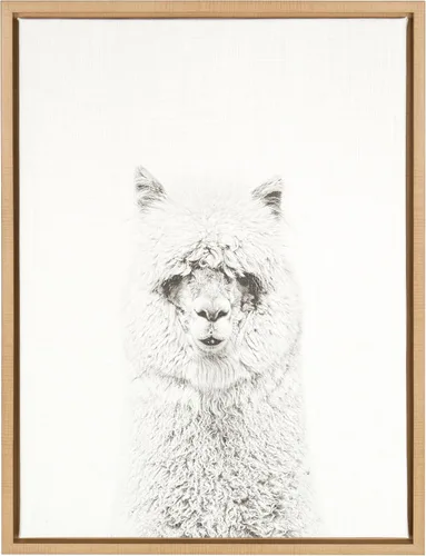 Miniatura 9 de Kate and Laurel Sylvie Hairy Alpaca - Lienzo enmarcado con retrato en blanco y negro por Simon Te Tai, 23 x 33 pulgadas, dorado