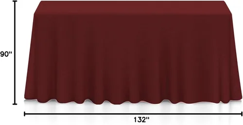 Miniatura 7 de Lann's Linens - Mantel rectangular de tela de poliéster de primera calidad para bodas, banquetes y restaurantes Borgoña