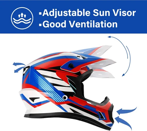 Miniatura 36 de TCMT Casco de motocross para jóvenes, certificado por DOT, casco de motocross ATV de cara completa para niños con gafas, guantes y bolsa para casco