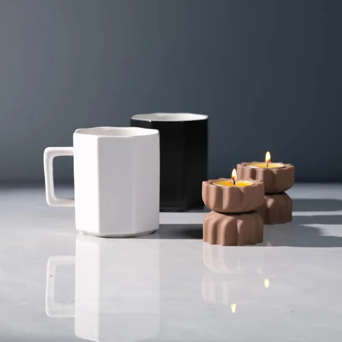 Miniatura 4 de Juego de 2 portavelas de grano en espiral; portavelas votivas de té de cemento con un giro; pequeño soporte decorativo de té de cemento