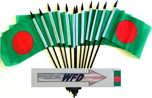 Miniatura 104 de World Flags Direct Banderas en miniatura de poliéster de Afganistán, paquete de 12, decoración de mesa de fiesta, desfiles, 4 x 6 pulgadas, verde