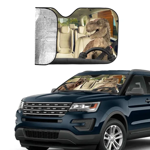 Miniatura 4 de YOSA Yosa - Parasol para parabrisas de automóvil, diseño de dinosaurios, para ventana delantera, para camioneta, SUV, bloquea los rayos UV, mantiene