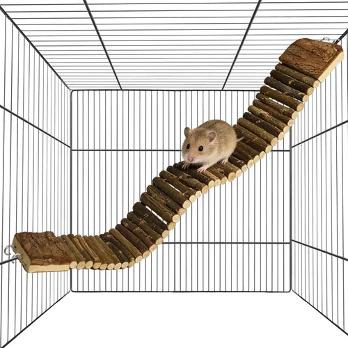 Miniatura 11 de Hamiledyi Puente de madera para hámster, escalera de escalada flexible, puente colgante largo, juguetes masticables para ratas, ratones, jerbos