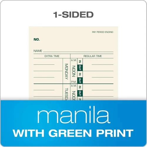 Miniatura 3 de Tops Tarjetas semanales de tiempo para empleados - Tarjetas de seguimiento de tiempo de un lado, impresión en tinta verde, 22,9 x 8,9 cm, papel