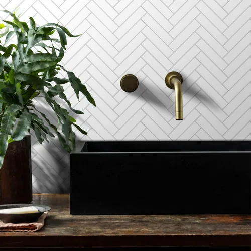 Miniatura 3 de Vamos Tile Azulejo Blanco Brillante de Dolomita Despegar y Pegar para Salpicaderas - 10 Hojas Azulejos de PVC Autoadhesivos en Espiga para Pegar