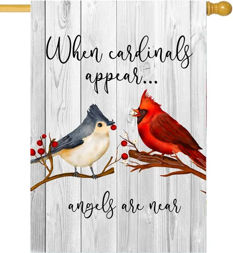 Miniatura 2 de Cardinals Appear - Bandera de jardín de 12 x 18 pulgadas, decoración de doble cara para el Día de los Caídos Cuando los Cardenales Aparecen Los