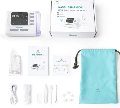 Miniatura 9 de Termichy Aspirador nasal eléctrico para bebés: recargable de 9 niveles de succión de succión para niños pequeños nariz tapada - Aspirador de nariz