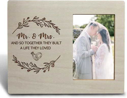 Miniatura 8 de Marco de fotos de boda de 5 x 7, marco de fotos de compromiso de boda para parejas, nuestro marco de fotos para siempre, regalos para esposa
