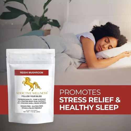 Miniatura 8 de Addictive Wellness Polvo de extracto de hongos Reishi + esporas (mezcla 50/50) cultivado en madera, puro y potente Ganoderma silvestre 50 g (1.76 oz)