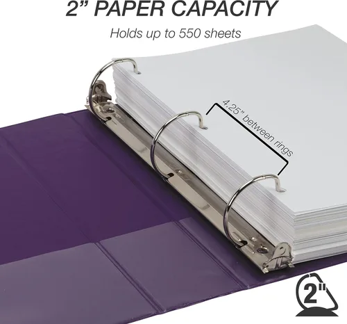 Miniatura 94 de Samsill - Carpeta duradera de 5 pulgadas, fabricada en los Estados Unidos, con anillos en D, transparente y personalizable, color blanco