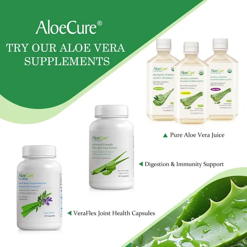 Miniatura 9 de AloeCure USDA - Jugo orgánico de aloe vera sabor a limón, fabricado dentro de las 12 horas de cosecha, suplemento digestivo natural para una acidez