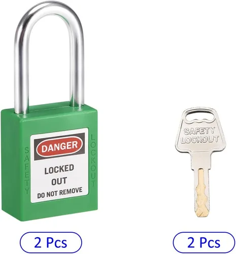 Miniatura 4 de M METERXITY Paquete de 2 candados de seguridad con llave similar, ligeros y compactos, se aplican para bloquear la etiqueta, (1.496 pulgadas, verde)