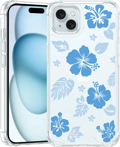 Miniatura 47 de Funda para iPhone 8 Plus y iPhone 7 Plus, linda funda Kawaii azul hibisco hawaiano floral estética floral para niñas preppy mujeres