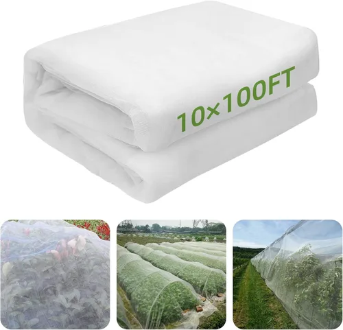 Miniatura 12 de Red de malla de jardín de 10 x 65 pies, protección de malla ultra fina, cubierta de hilera de invernadero, red de barrera para verduras, frutas