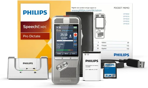 Miniatura 2 de Philips Memo digital profesional de bolsillo DPM-8000 con software Cradle y Speechexec Pro