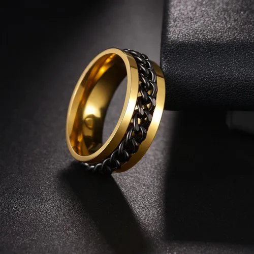 Miniatura 82 de Anillos giratorios para la ansiedad para hombre, anillos clásicos de cadena para mujeres y adultos, anillo de acero de titanio