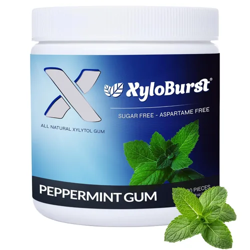 Miniatura 17 de XyloBurst Goma de mascar de xilitol Sin azúcar, sin gluten, apto para dieta cetogénica, sin aspartamo para la salud bucal, menta verde, tarro