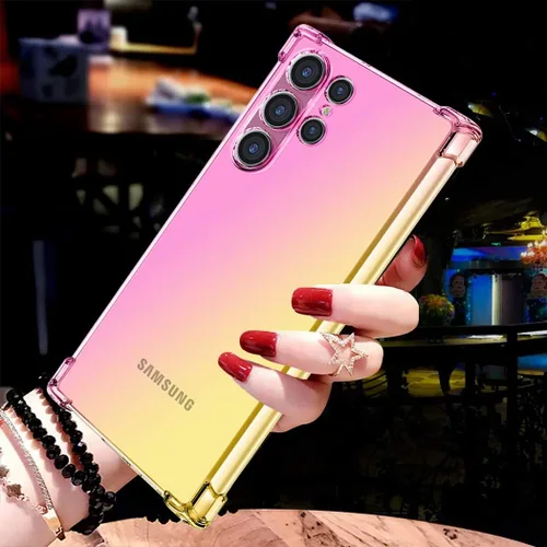 Miniatura 2 de Funda para Galaxy S22 Ultra 5G, bonita funda transparente para teléfono con degradado, funda delgada y antiarañazos de TPU flexible, funda dorado
