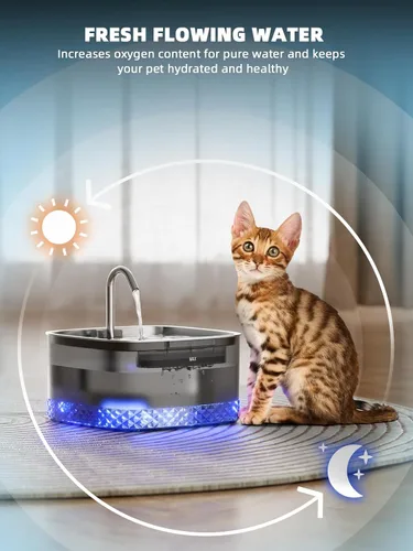 Miniatura 3 de Bomba de repuesto para fuente de agua para gatos, bomba ultra silenciosa con luz LED, compatible con fuente de agua MAILOFY WF220 para gatos de 75