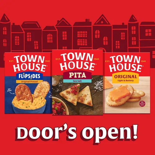Miniatura 8 de Town House Galletas horneadas al horno de pita, sal marina, aperitivos salados, tamaño familiar, caja de 15 onzas (1 caja)
