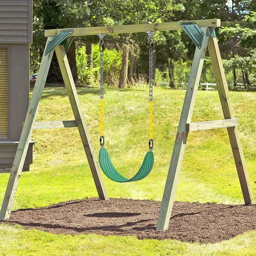 Miniatura 3 de Dolibest Asiento de columpio resistente con cadena y mosquetones de 66 pulgadas, cómodo y duradero, juego de columpios con revestimiento de Verde-1