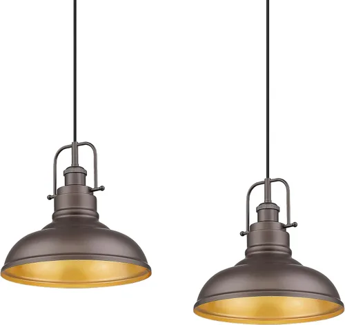 Miniatura 13 de zeyu Lámpara colgante industrial de 1 luz, lámpara colgante de 11 pulgadas para isla de cocina, pantalla de cúpula de metal en acabado negro mate