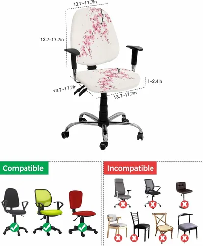 Miniatura 4 de Hello Fall - Funda elástica para silla de oficina, funda de asiento para silla de computadora, funda para respaldo, hongos de Acción de Gracias