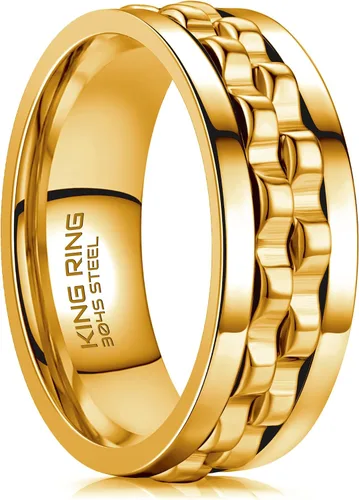 Miniatura 14 de King Ring Anillos giratorios de engranajes de 0.315 pulgadas – Anillos para ansiedad ultra pulidos para hombres y mujeres – Diseñado en Estados