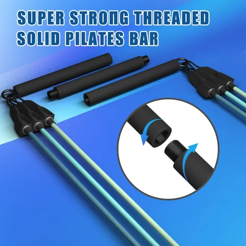 Miniatura 5 de VEICK Pilates Bar Kit with Resistance Bands, Elastic Workout Bands for Men Women, Set of 5 Resistance Loop Bands for Home Fitness Stretching