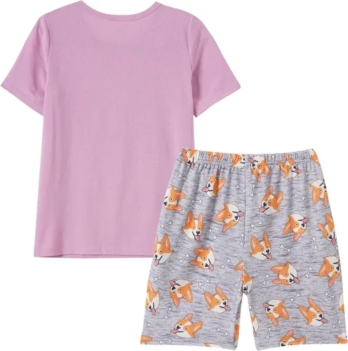Miniatura 2 de Conjunto de pijama lindo de verano para niñas grandes, ropa de dormir estampada en forma de corazones a