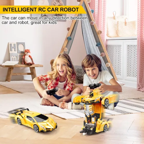 Miniatura 2 de Blackma Auto a control remoto – Transformación, deformación con un botón y deriva giratoria de 360°, auto RC robot transformable con luz LED
